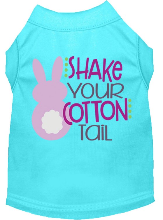 Shake Your Cotton Tail Screen Print Dog Shirt Aqua XS